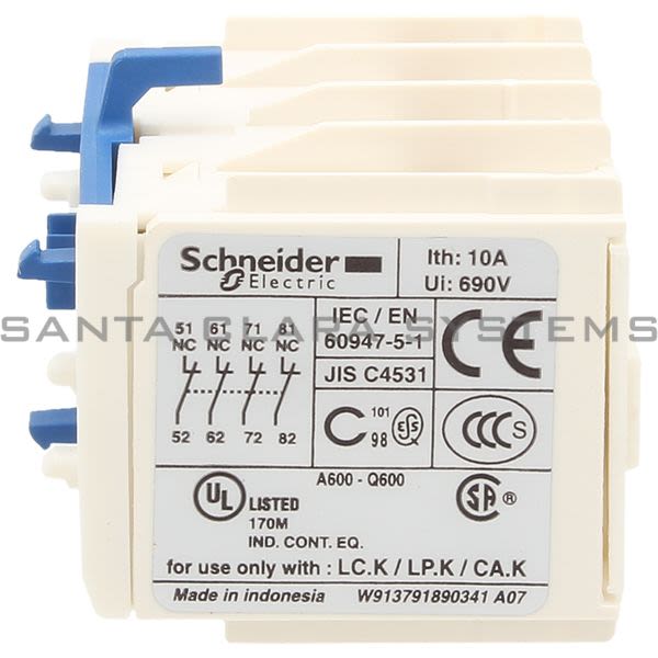 Telemecanique LA1KN04 TeSys K - Auxiliary contact block - 4 NC - screw-clamps terminals Product Image
