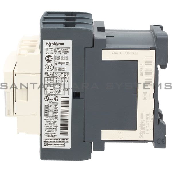 Telemecanique LC1D38BD TeSys D contactor - 3P(3 NO) - AC-3 - <= 440 V 38 A - 24 V DC standard coil Product Image