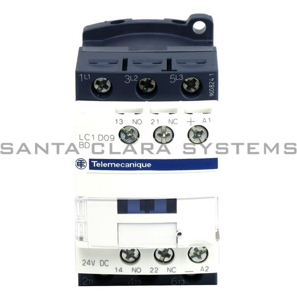 Telemecanique LC1D09BD  TeSys D contactor - 3P(3 NO) - AC-3 - <= 440 V 9 A - 24 V DC coil Product Image