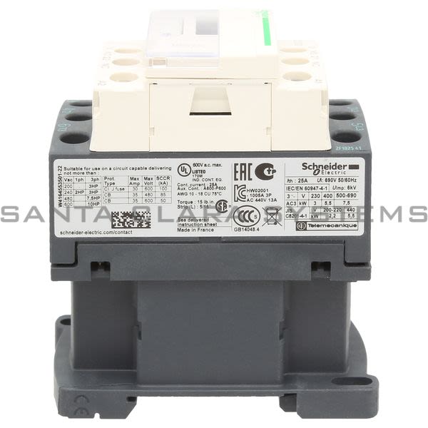 Telemecanique LC1D12F7 TeSys D contactor - 3P(3 NO) - AC-3 - <= 440 V 12 A - 110 V AC coil Product Image