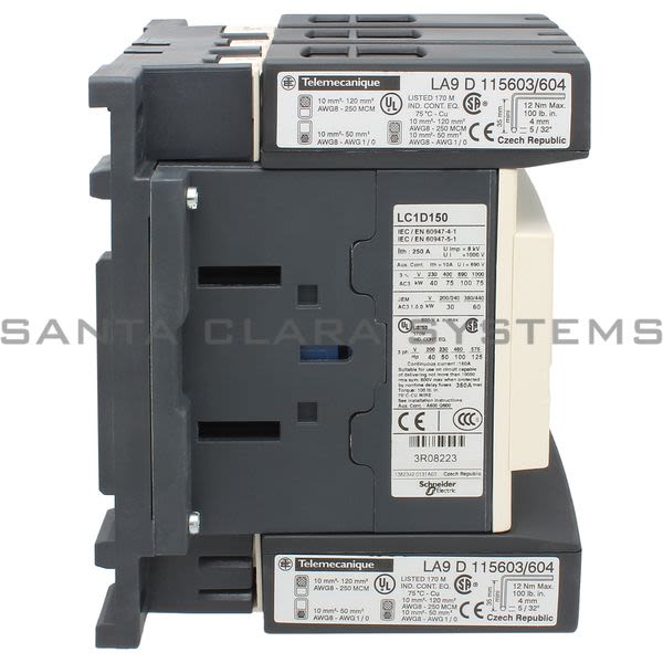 Telemecanique LC1D150BD TeSys D contactor - 3P(3 NO) - AC-3 - <= 440 V 150 A - 24 V DC standard coil Product Image
