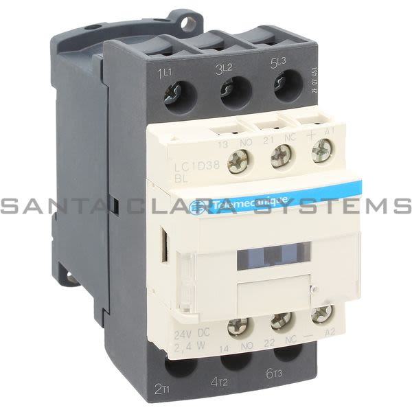 Telemecanique LC1D38BL TeSys D contactor - 3P(3 NO) - AC-3 - <= 440 V 38 A - 24 V DC low cons coil Product Image