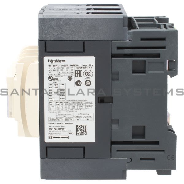 Telemecanique LC1D40ABD TeSys D contactor - 3P(3 NO) - AC-3 - <= 440 V 40 A - 24 V DC standard coil Product Image