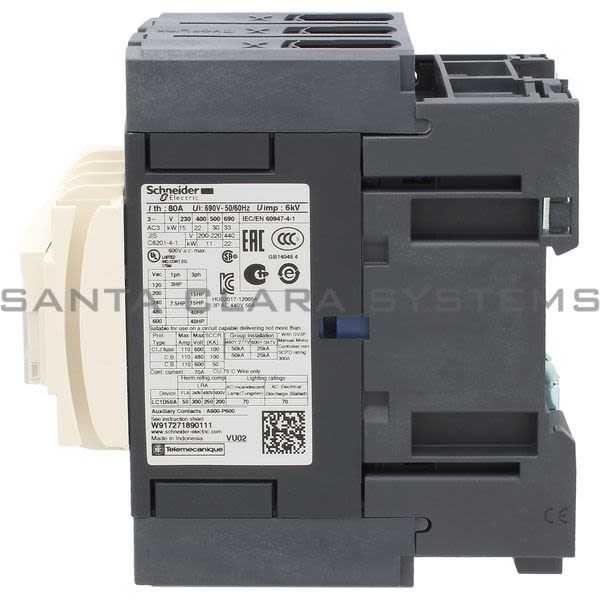 Telemecanique LC1D50AG7 TeSys D contactor - 3P(3 NO) - AC-3 - <= 440 V 50 A - 120 V AC 50/60 Hz coil Product Image