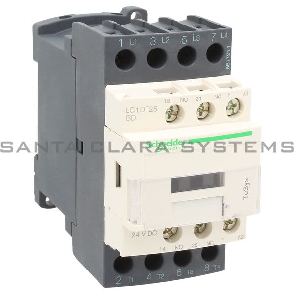Telemecanique LC1DT25BD TeSys D contactor - 4P(4 NO) - AC-1 - <= 440 V 25 A - 24 V DC standard coil Product Image