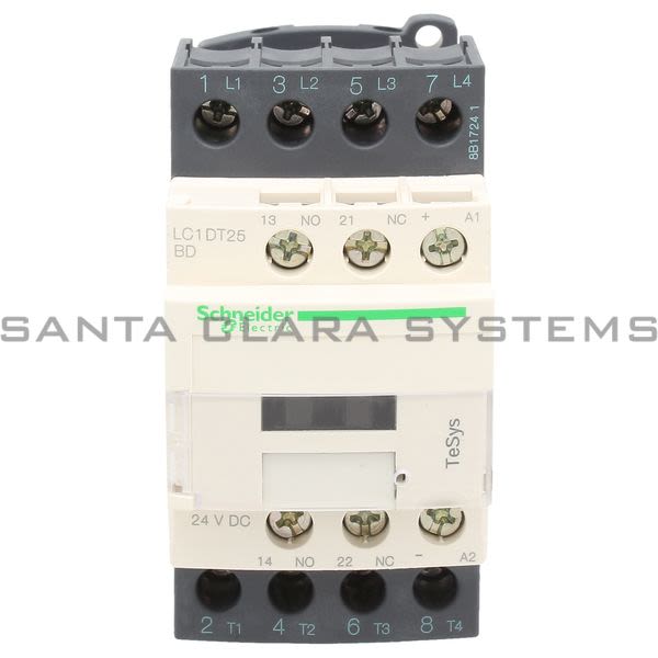 Telemecanique LC1DT25BD TeSys D contactor - 4P(4 NO) - AC-1 - <= 440 V 25 A - 24 V DC standard coil Product Image
