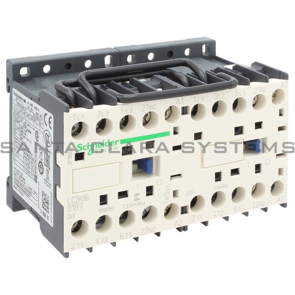 Telemecanique LC2K0601B7 TeSys K reversing contactor - 3P - AC-3 <= 440 V 6 A - 1 NC - 24 V AC coil Product Image