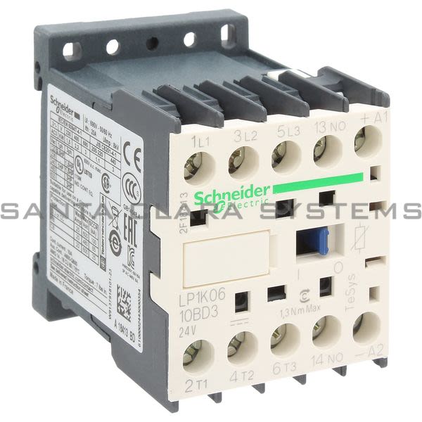 Telemecanique LP1K0610BD3 TeSys K contactor - 3P - AC-3 <= 440 V 6 A - 1 NO aux. - 24 V DC coil Product Image