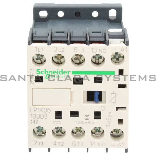 Telemecanique LP1K0610BD3 TeSys K contactor - 3P - AC-3 <= 440 V 6 A - 1 NO aux. - 24 V DC coil Product Image