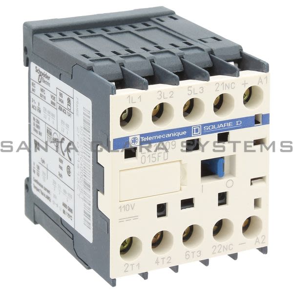 Telemecanique LP1K09015FD TeSys K contactor - 3P - AC-3 <= 440 V 9 A - 1 NC aux. - 110 V DC coil Product Image
