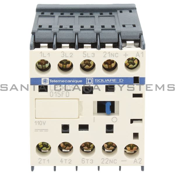 Telemecanique LP1K09015FD TeSys K contactor - 3P - AC-3 <= 440 V 9 A - 1 NC aux. - 110 V DC coil Product Image