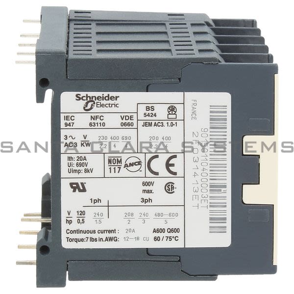 Telemecanique LP1K09015FD TeSys K contactor - 3P - AC-3 <= 440 V 9 A - 1 NC aux. - 110 V DC coil Product Image