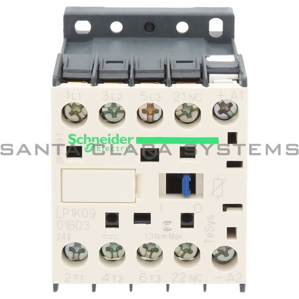 Telemecanique LP1K0901BD3 TeSys K contactor - 3P - AC-3 <= 440 V 9 A - 1 NC aux. - 24 V DC coil Product Image