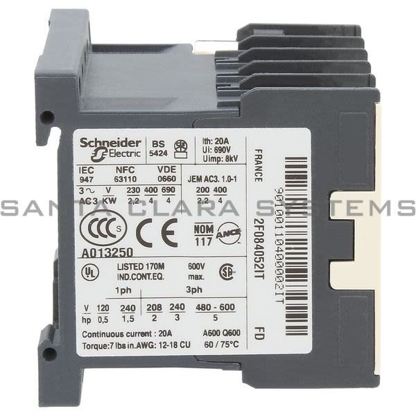 Telemecanique LP1K0901FD TeSys K contactor - 3P - AC-3 <= 440 V 9 A - 1 NC aux. - 110 V DC coil Product Image