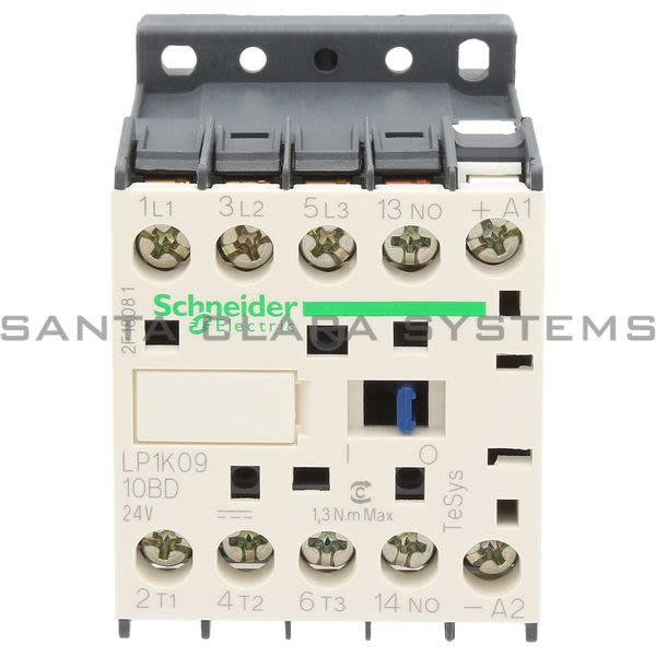 Telemecanique LP1K0910BD TeSys K contactor - 3P - AC-3 <= 440 V 9 A - 1 NO aux. - 24 V DC coil Product Image