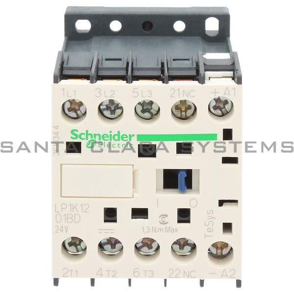 Telemecanique LP1K1201BD TeSys K contactor - 3P - AC-3 <= 440 V 12 A - 1 NC aux. - 24 V DC coil Product Image