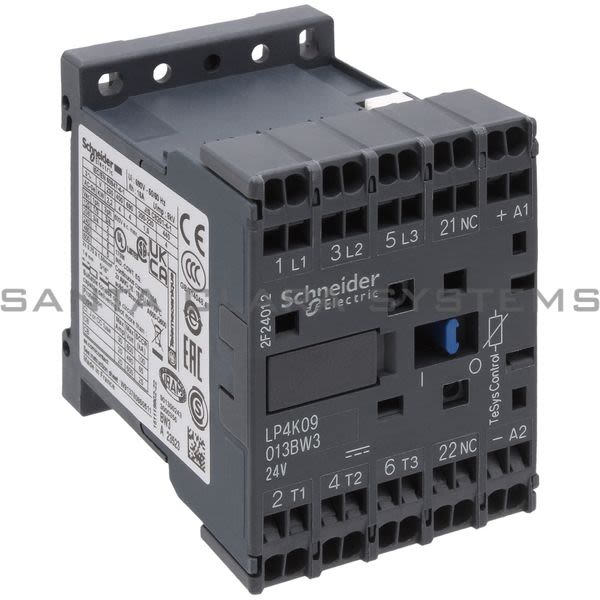 Telemecanique LP4K09013BW3 TeSys K contactor - 3P - AC-3 <= 440 V 9 A - 1 NC aux. - 24 V DC coil Product Image