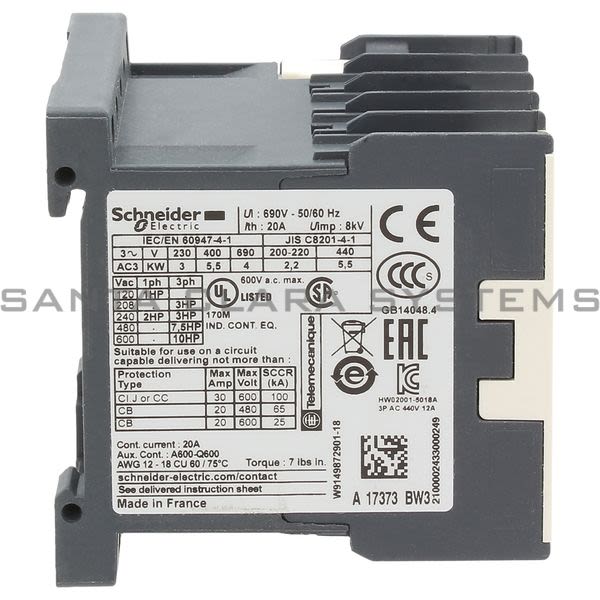 Telemecanique LP4K1210BW3 TeSys K contactor - 3P - AC-3 <= 440 V 12 A - 1 NO aux. - 24 V DC coil Product Image