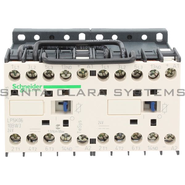 Telemecanique LP5K0610BW3 TeSys K reversing contactor - 3P - AC-3 <= 440 V 6 A - 1 NO - 24 V DC coil Product Image
