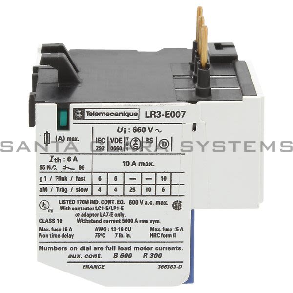 Telemecanique LR3E007 Thermal Overload Relay Product Image