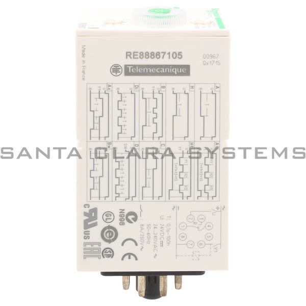 Telemecanique RE88867105 universal plug-in timing relay - 0.1 s..60 mn - 24..240 V AC - 1 OC Product Image