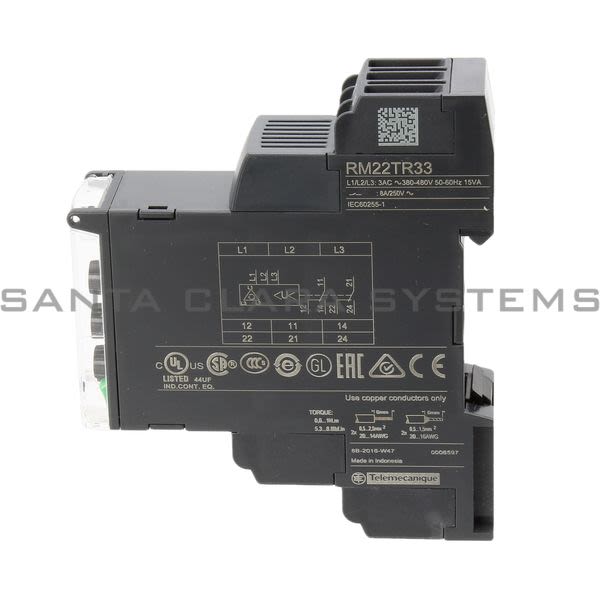 Telemecanique RM22TR33 three-Phase Voltage control relay 380?480Vac, 2 C/O Product Image