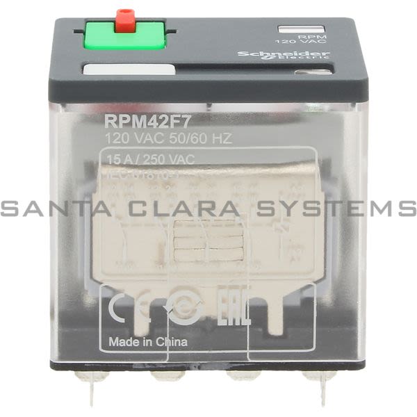Telemecanique RPM42F7 power plug-in relay - Zelio RPM - 4 C/O - 120 V AC - 15 A - with LED Product Image