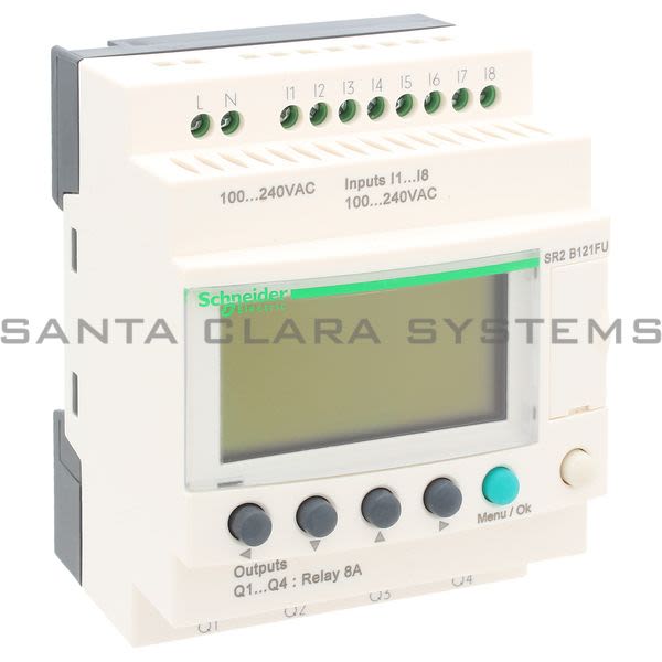 Telemecanique SR2B121FU compact smart relay Zelio Logic - 12 I O - 100..240 V AC - clock - display Product Image