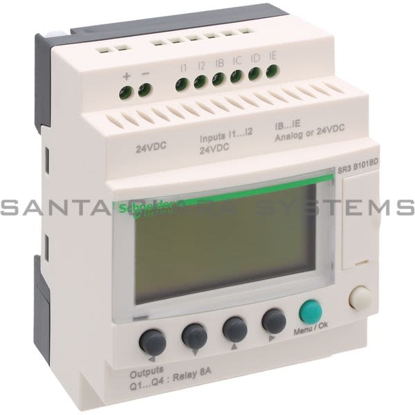 Telemecanique SR3B101BD Modular smart relay Zelio Logic - 10 I O - 24 V DC - clock - display Product Image
