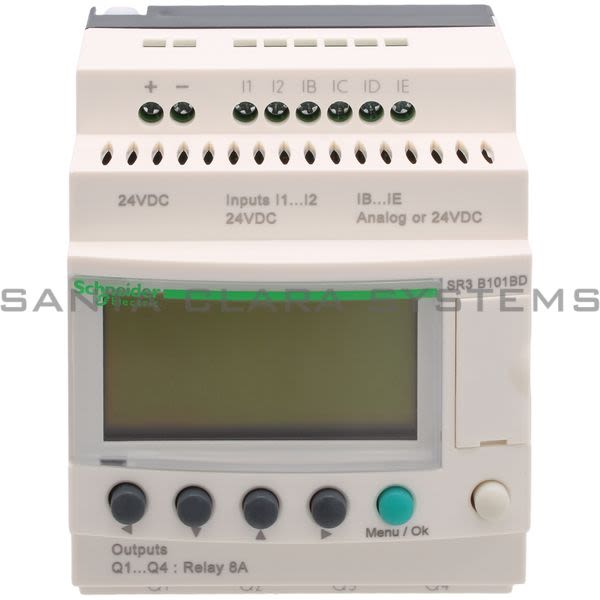 Telemecanique SR3B101BD Modular smart relay Zelio Logic - 10 I O - 24 V DC - clock - display Product Image