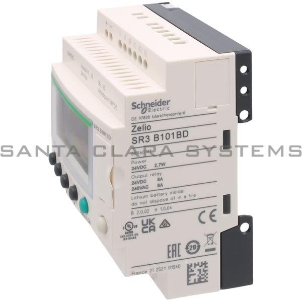 Telemecanique SR3B101BD Modular smart relay Zelio Logic - 10 I O - 24 V DC - clock - display Product Image
