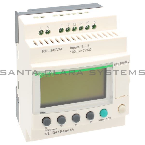 Telemecanique SR3B101FU modular smart relay Zelio Logic - 10 I O - 100..240 V AC - clock - display Product Image