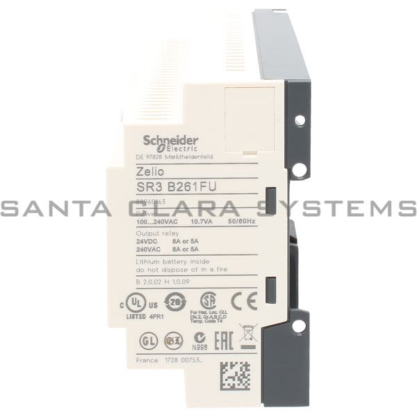 Telemecanique SR3B261FU modular smart relay Zelio Logic - 26 I O - 100..240 V AC - clock - display Product Image