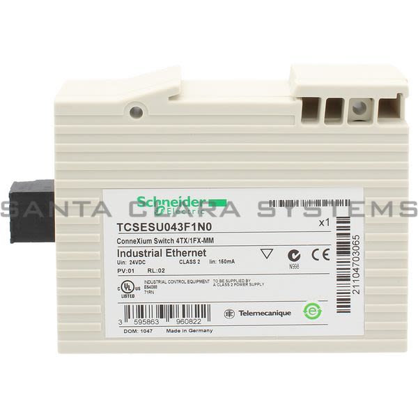 Telemecanique TCSESU043F1N0 Ethernet TCP/IP switch - ConneXium - 4 ports for copper + 1 for fiber optic Product Image