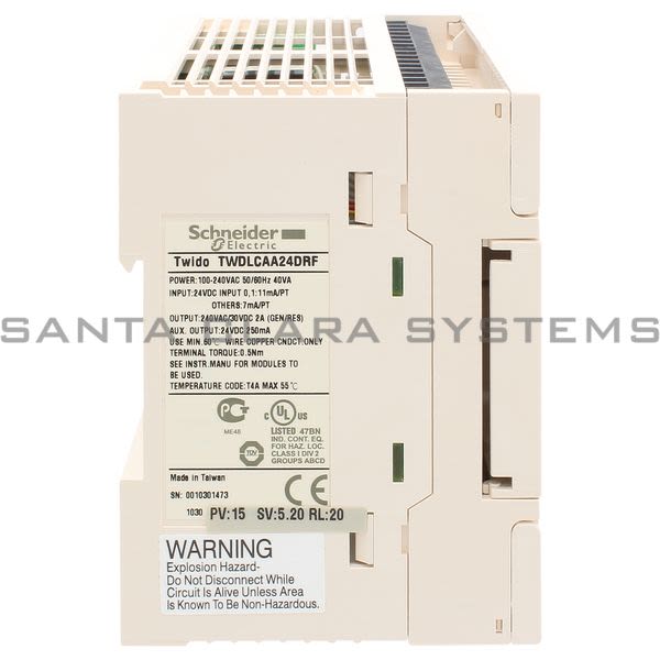 Telemecanique TWDLCAA24DRF extendable PLC base Twido - 100..240 V AC supply - 14 I 24 V DC - 10 O relay Product Image