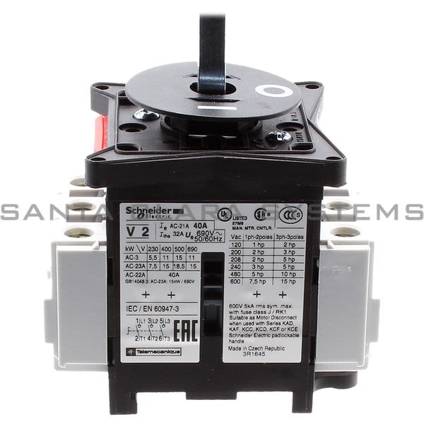 Telemecanique VCCF2  TeSys Vario - emergency stop switch disconnector - 40 A - back of enclosure Product Image