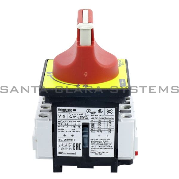 Telemecanique VCF2  TeSys Vario - emergency stop switch disconnector - 40 A - on door Product Image