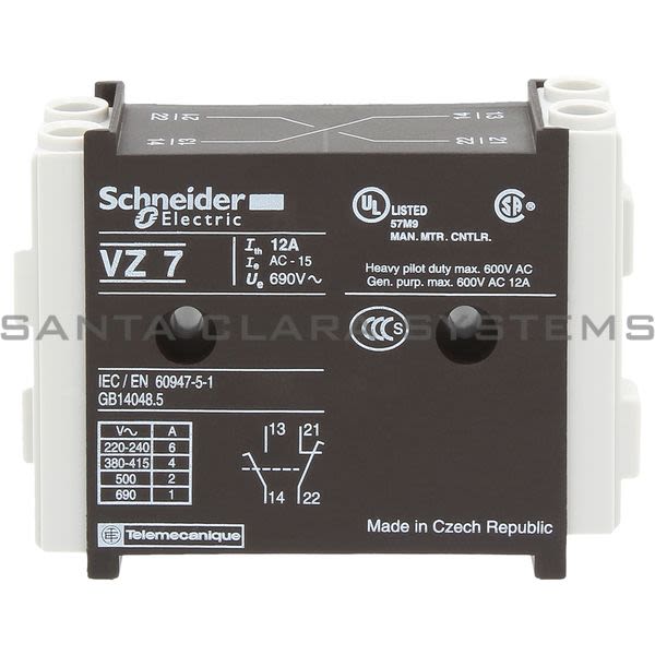 Telemecanique VZ7 TeSys VARIO - auxiliary contact block - 1 NC early-break+1 NO late-make Product Image