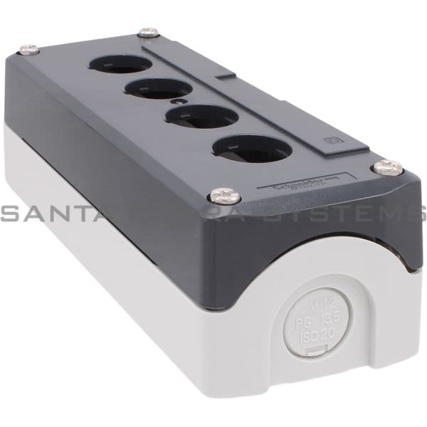 Telemecanique XALD04H7 dark grey empty enclosure lid with light grey base - 4 cut-outs-UL/CSA certified Product Image