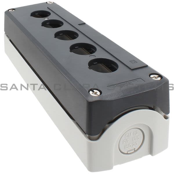 Telemecanique XALD05H7 dark grey empty enclosure lid with light grey base - 5 cut-outs-UL/CSA certified Product Image