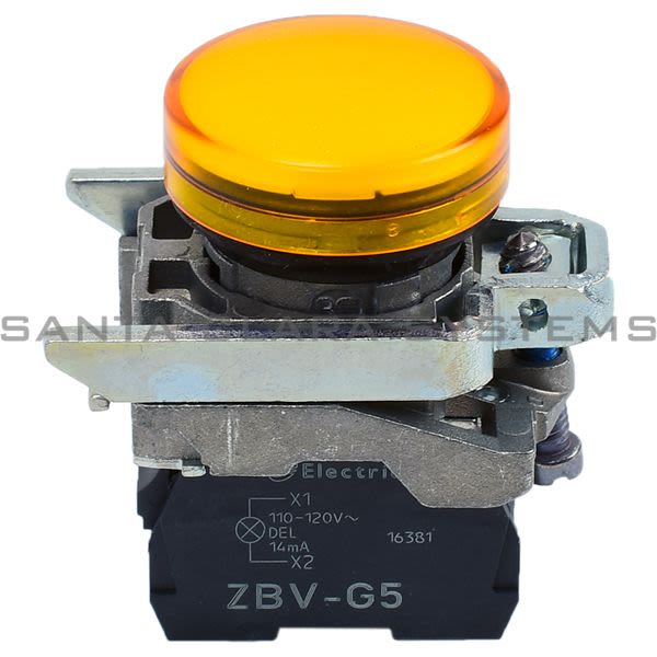 Telemecanique XB4BVG5 orange complete pilot light Ø22 plain lens with integral LED 110?120V Product Image