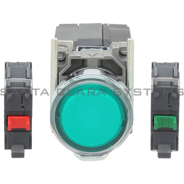 Telemecanique XB4BW3335 green flush complete illum pushbutton Ø22 spring return 1NO+1NC 110...120V Product Image