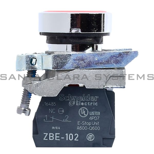 Telemecanique XB4BA42 red flush complete pushbutton Ø22 spring return 1NC &quot;unmarked&quot; Product Image