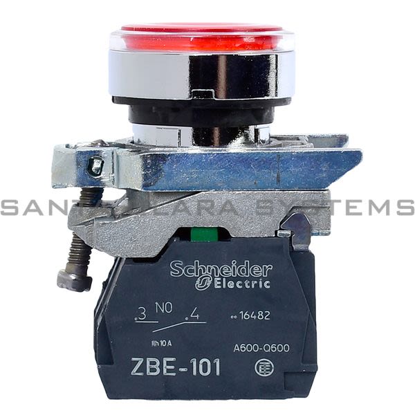 XB4BW34B5 red flush complete illum pushbutton Ø22 spring return 1NO+1NC ...