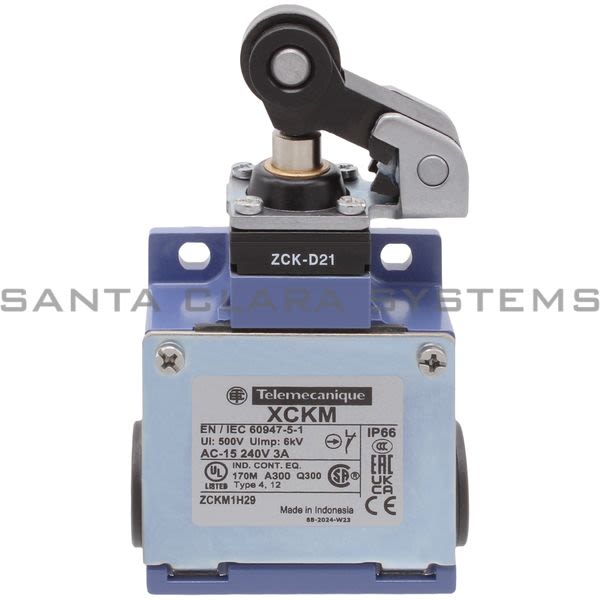 Telemecanique XCKM121H29 limit switch XCKM - thermoplastic roller lever plunger - 1NC+1NO - snap - M20 Product Image