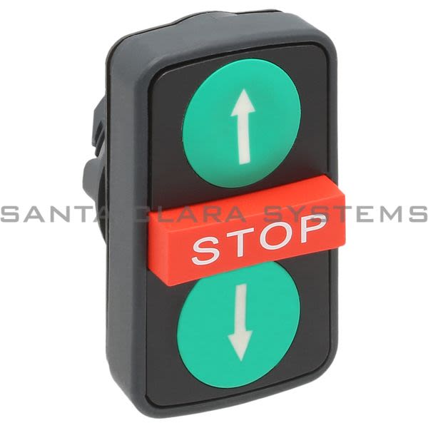 Telemecanique ZB5AA73134 Green flush/red projecting/green flush triple-headed pushbutton Product Image