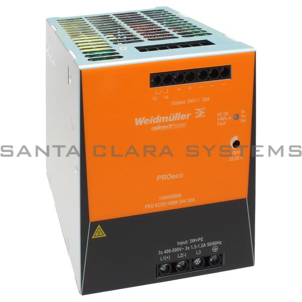 Weidmuller 1469550000 Power Supply | PRO ECO3 480W 24V 20A Product Image