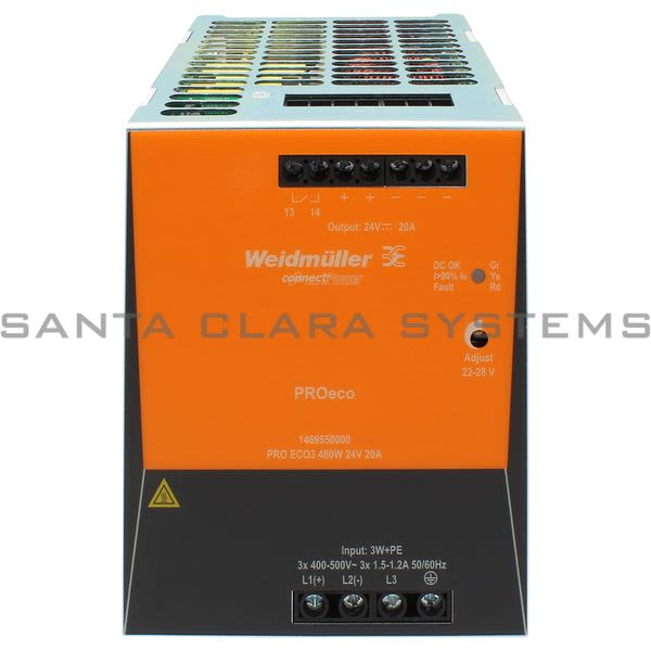 Weidmuller 1469550000 Power Supply | PRO ECO3 480W 24V 20A Product Image