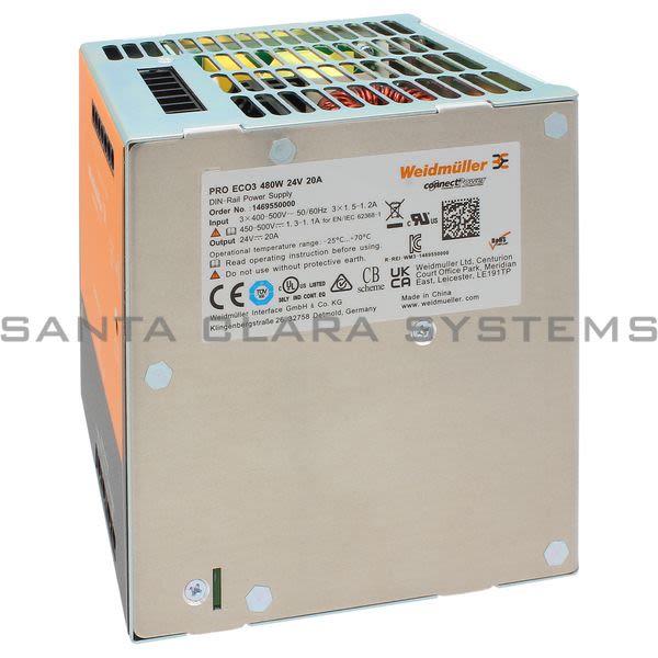 Weidmuller 1469550000 Power Supply | PRO ECO3 480W 24V 20A Product Image