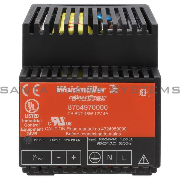 Weidmuller 8754970000  Power Supply | CP SNT 48W 12V 4A Product Image